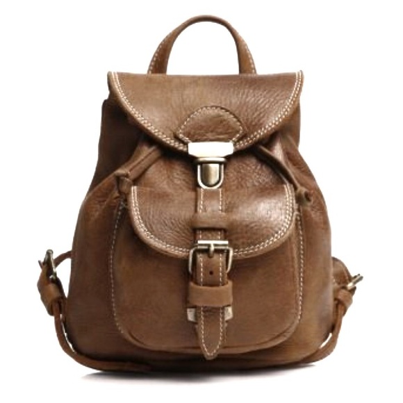 Roots Handbags - Roots Genuine Leather Mini Brown Backpack
